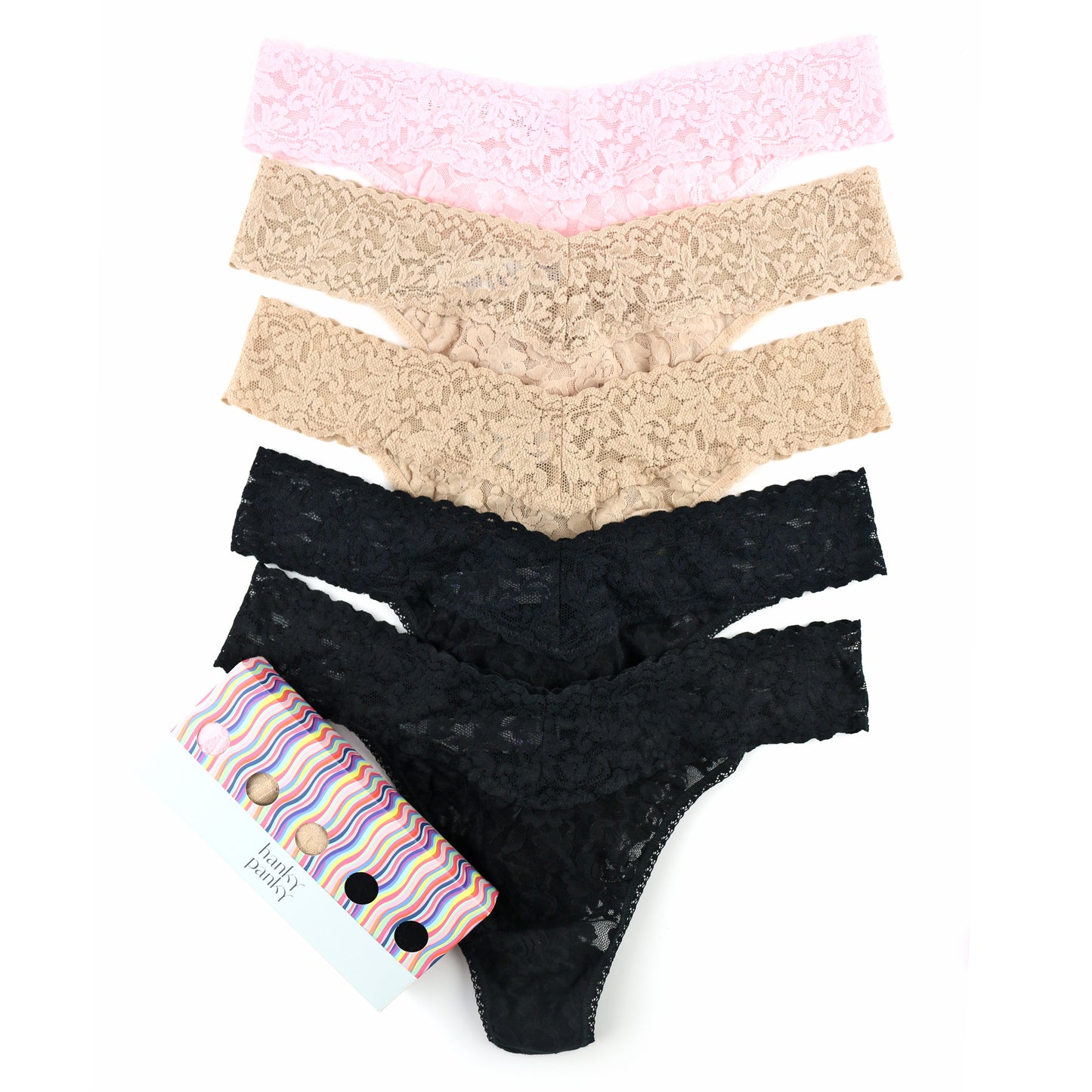 Hanky Panky 5 Pack Original Rise Signature Lace Thongs 4811FPK