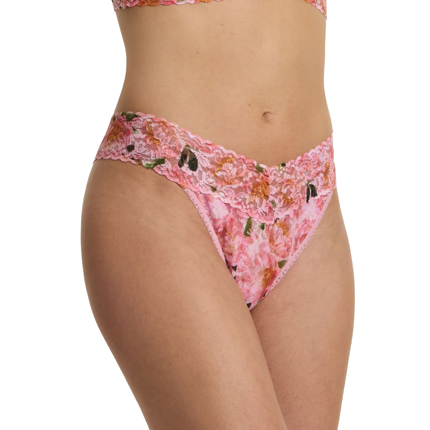 Hanky Panky Printed Signature Lace® Original Rise Thong Dancing Petals PR4811 DAPP