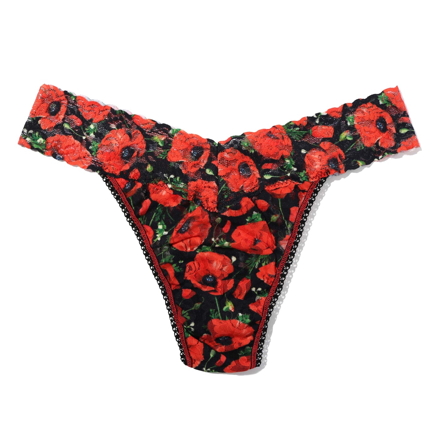 Hanky Panky Printed Signature Lace® Original Rise Thong Poppy Holiday PR4811 PHOB